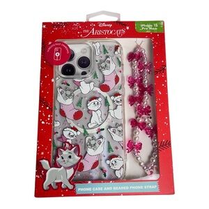 Disney Aristocats iPhone 16 Pro Max Case w/ Beaded Phone Strap NIB